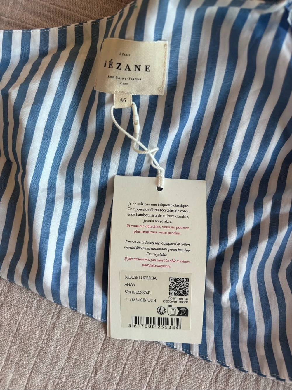 NWT Sézane Lucrecia Blouse in Anori Print Size 4/36 - Picture 8 of 9